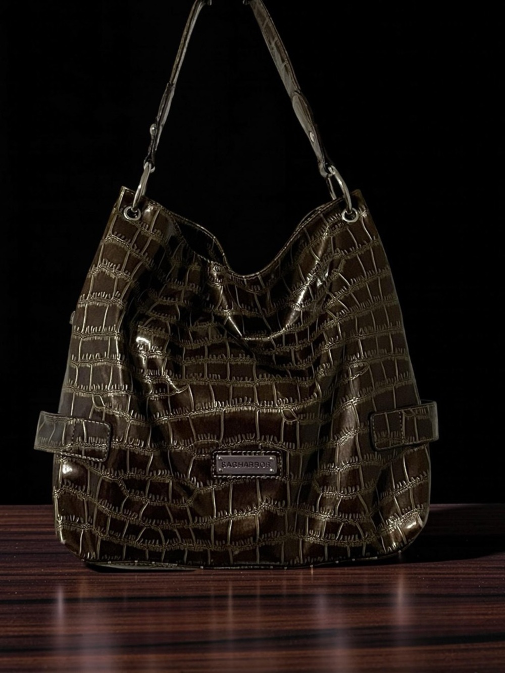 Sag Harbor Shoulder Bag Faux Croc Embossed EUC